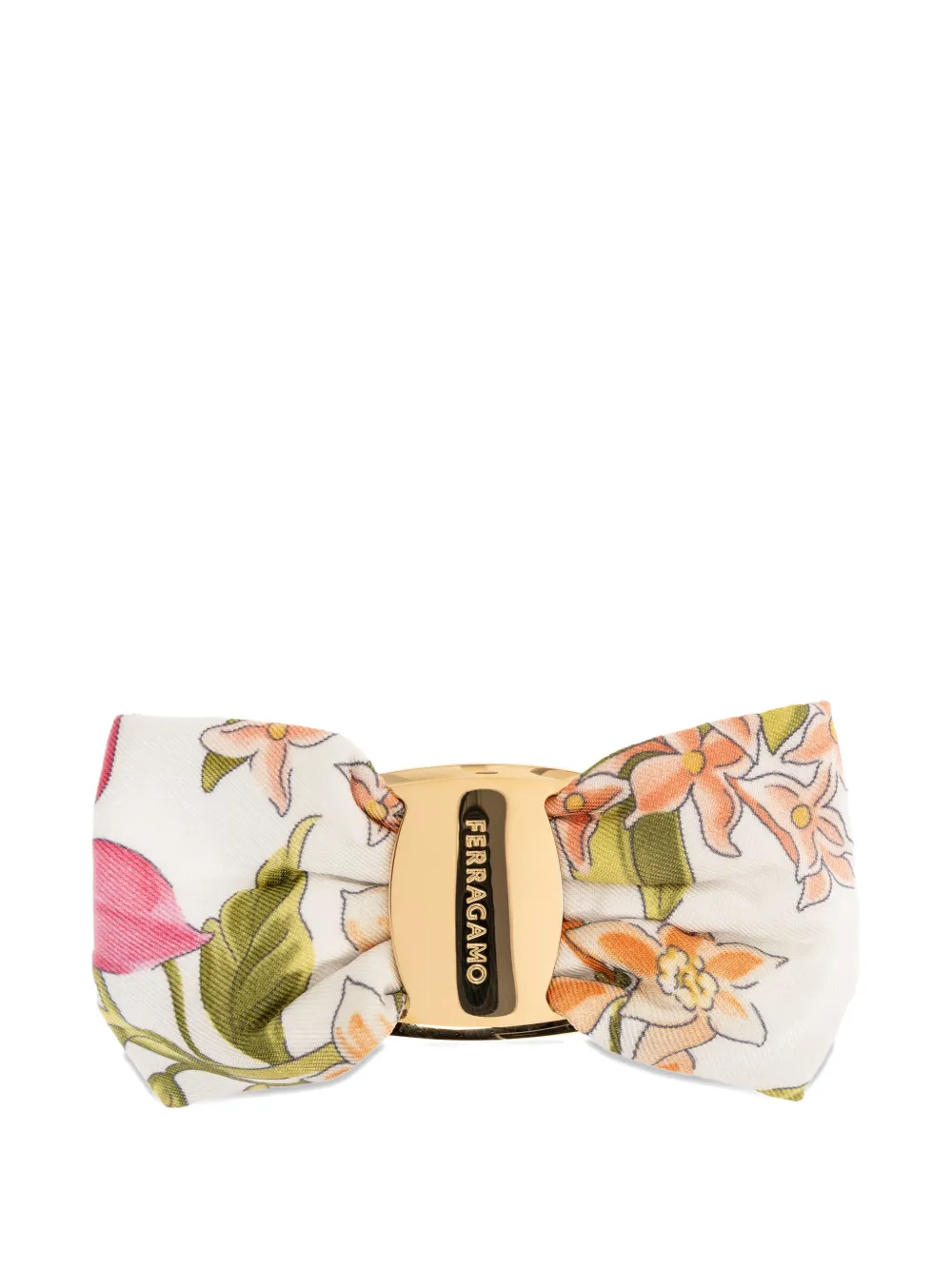Ferragamo floral-print Vara bow hair clip - Bianco