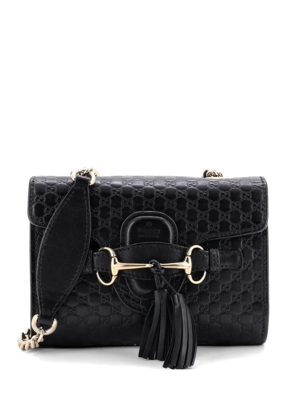 Gucci Pre-Owned Emily Chain Flap Bag Microguccissima Leather Mini shoulder bag - Nero
