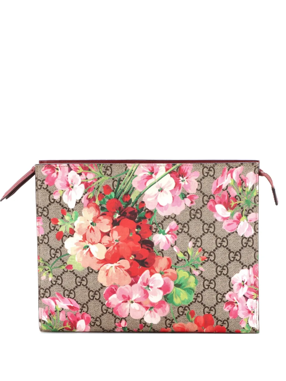 Gucci Pre-Owned Toiletry Pouch Blooms Print GG Coated Canvas Large clutch bag - Marrone