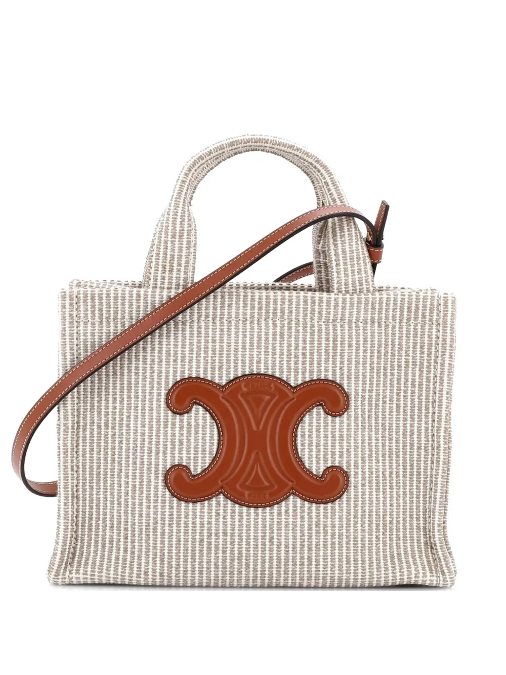 Celine Pre-Owned Cabas Thais Triomphe Striped Textile Small tote bag - Toni neutri