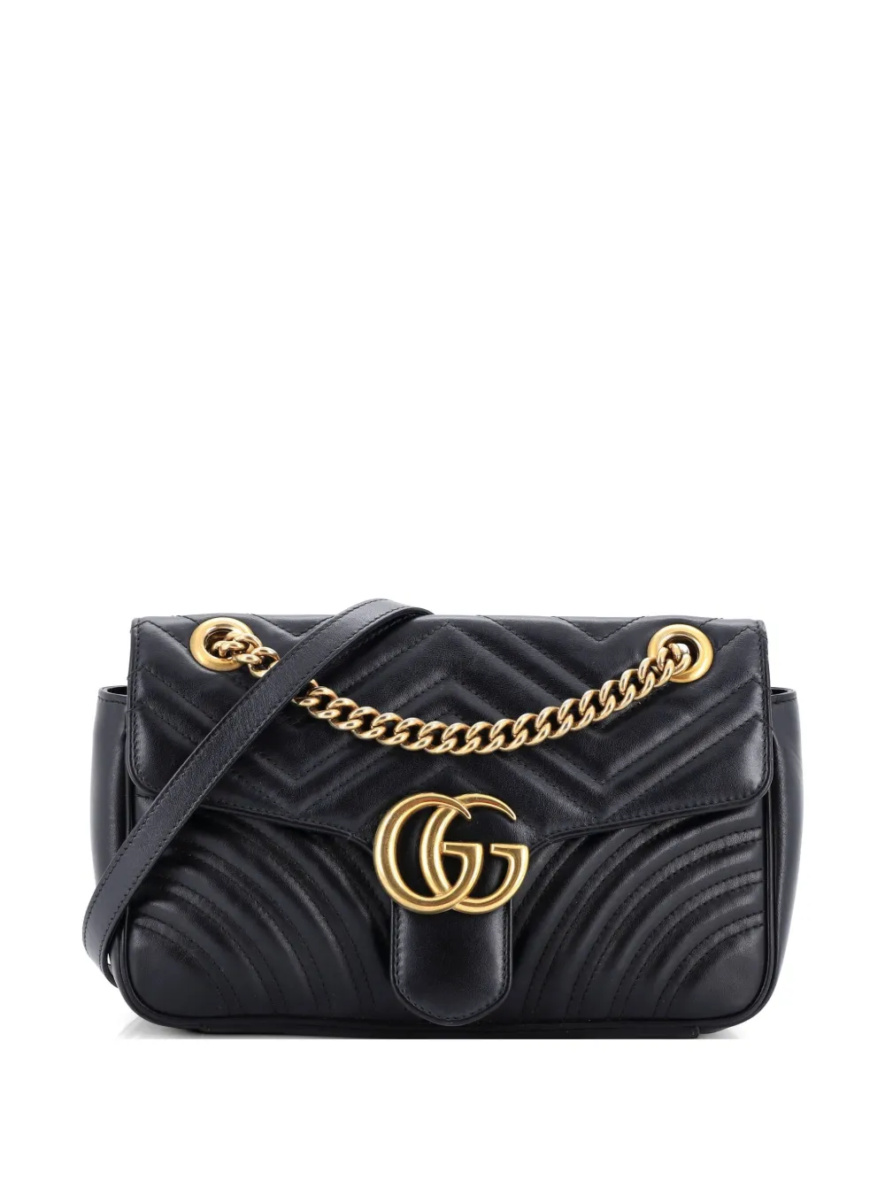 Gucci Pre-Owned GG Marmont Flap Bag Matelasse Leather Medium shoulder bag - Nero