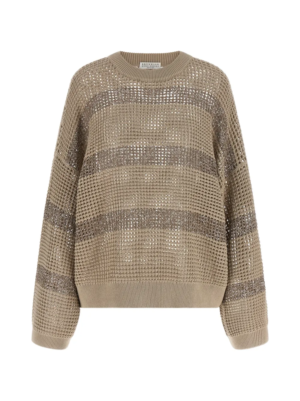 Brunello Cucinelli Dazzling Stripes sequin-embellished sweater - Neutrals
