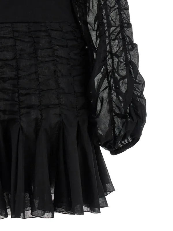 cut out smock dress Black Plus Puff Sleeve Cut Out Smock Dress