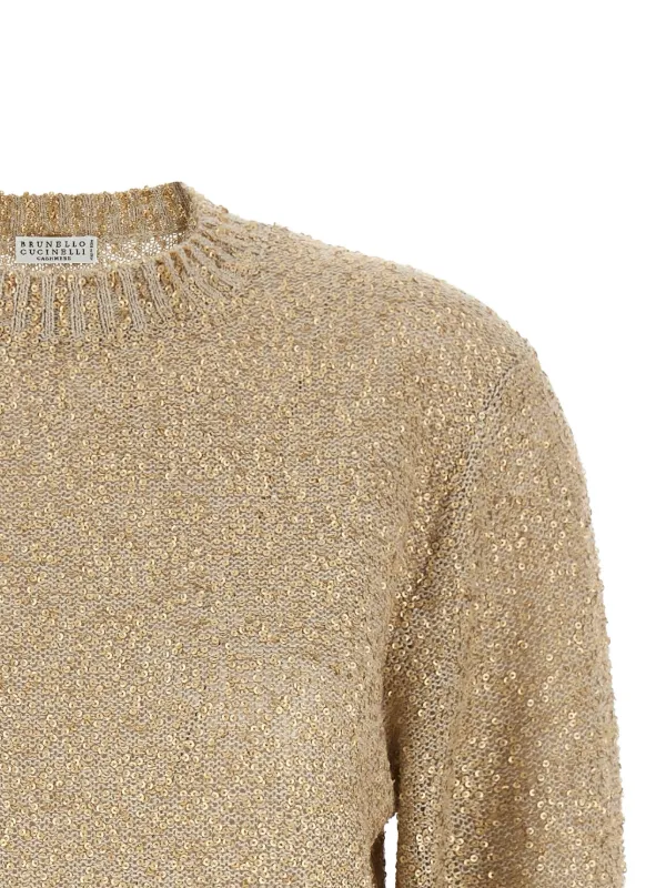 Brunello Cucinelli sequin-embellished Knitted Sweater | Gold
