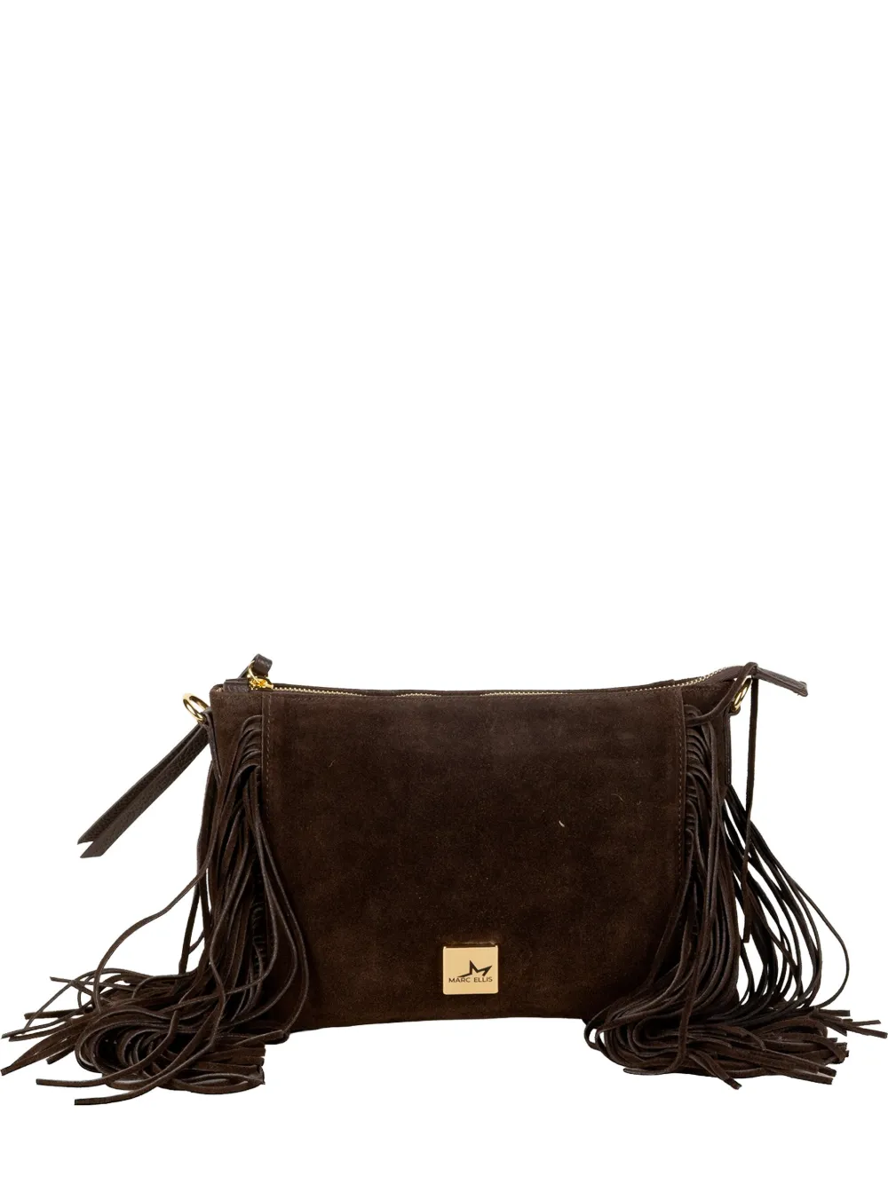 Marc Ellis Calira fringe-detail leather clutch bag - Brown