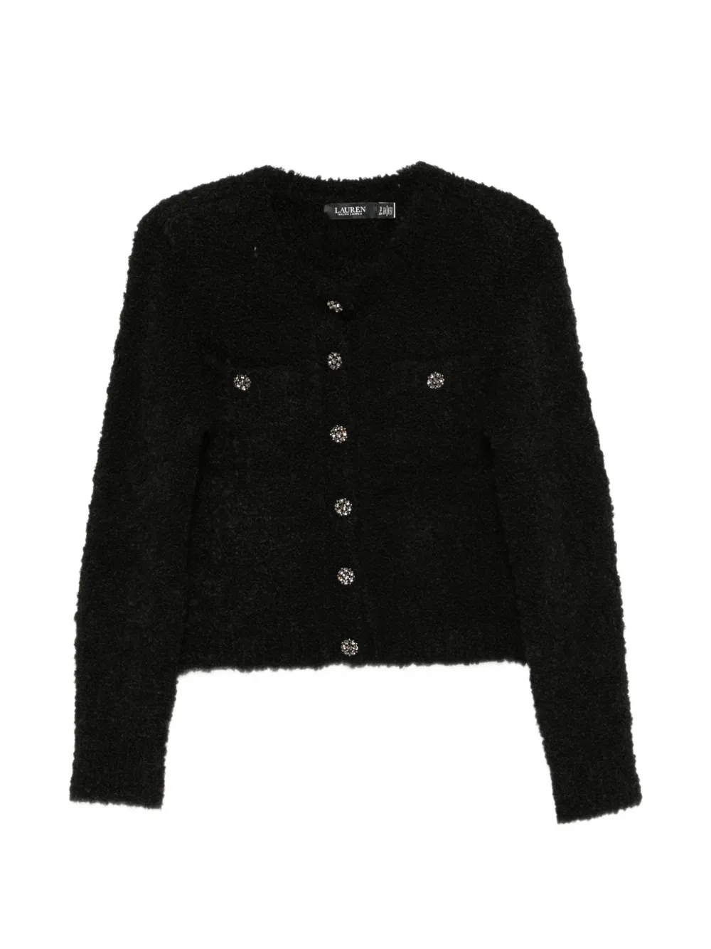 Lauren Ralph Lauren bouclé crystal-button sweater - Nero