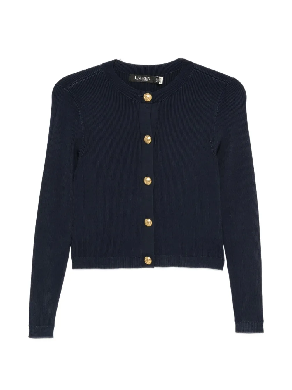 Lauren Ralph Lauren ribbed-knit gold-tone buttoned cardigan - Blu