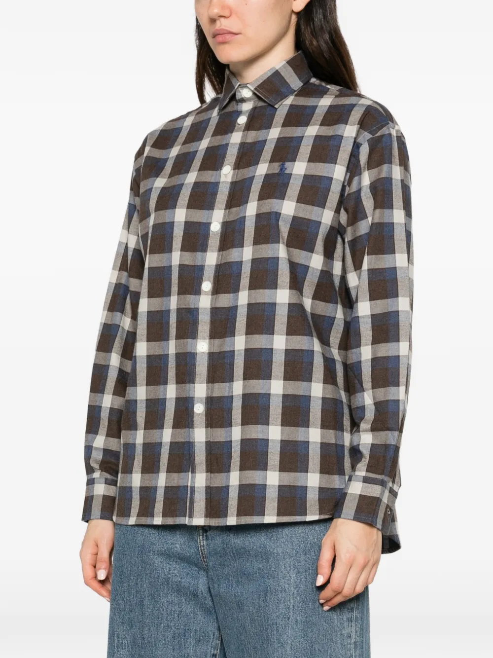 Polo Ralph Lauren check-pattern logo-embroidered shirt Bruin