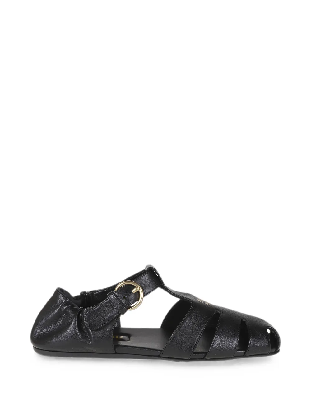 Miu Miu logo-lettering caged sandals - Nero