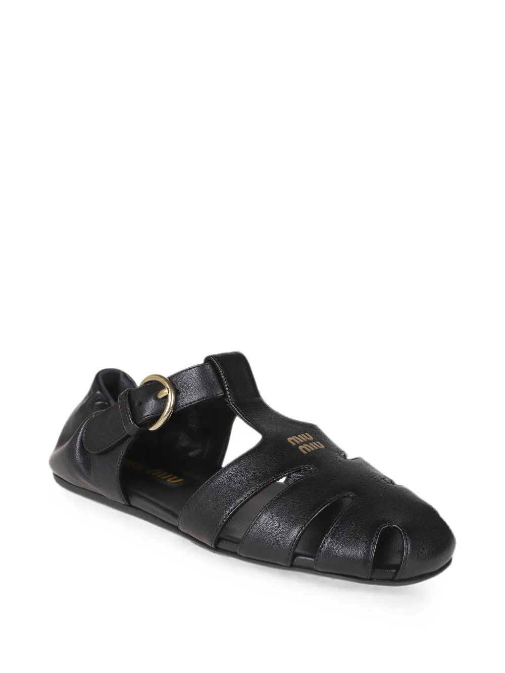 Miu logo-lettering caged sandals Zwart