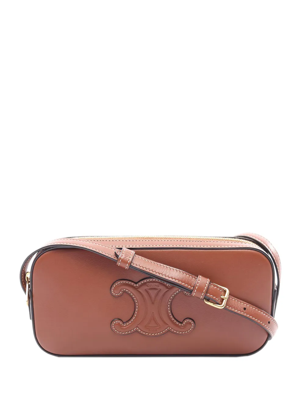 Celine Pre-Owned 2010-2026 Mini Calfskin Cuir Triomphe Camera shoulder bag - Marrone