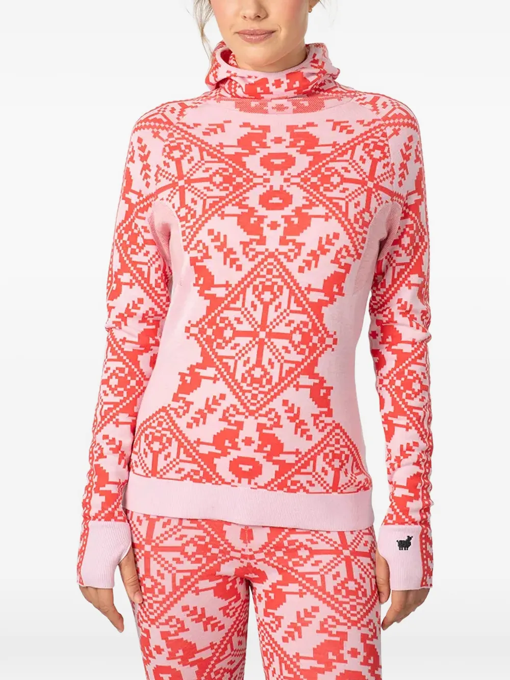 Kari Traa Saga fair isle-patterned high-neck hoodie - Rosa