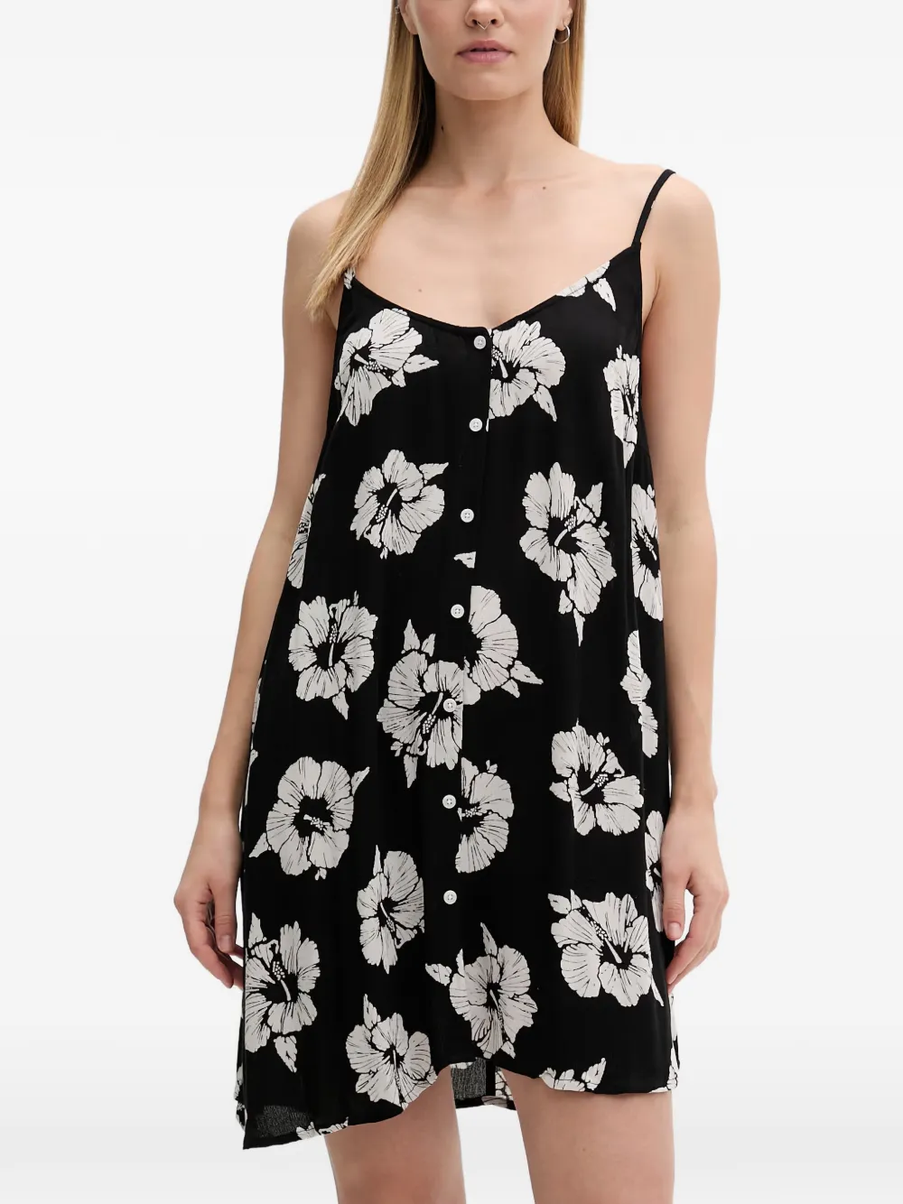 Rip Curl Party Pack mini-jurk met bloemenprint en knopen Zwart