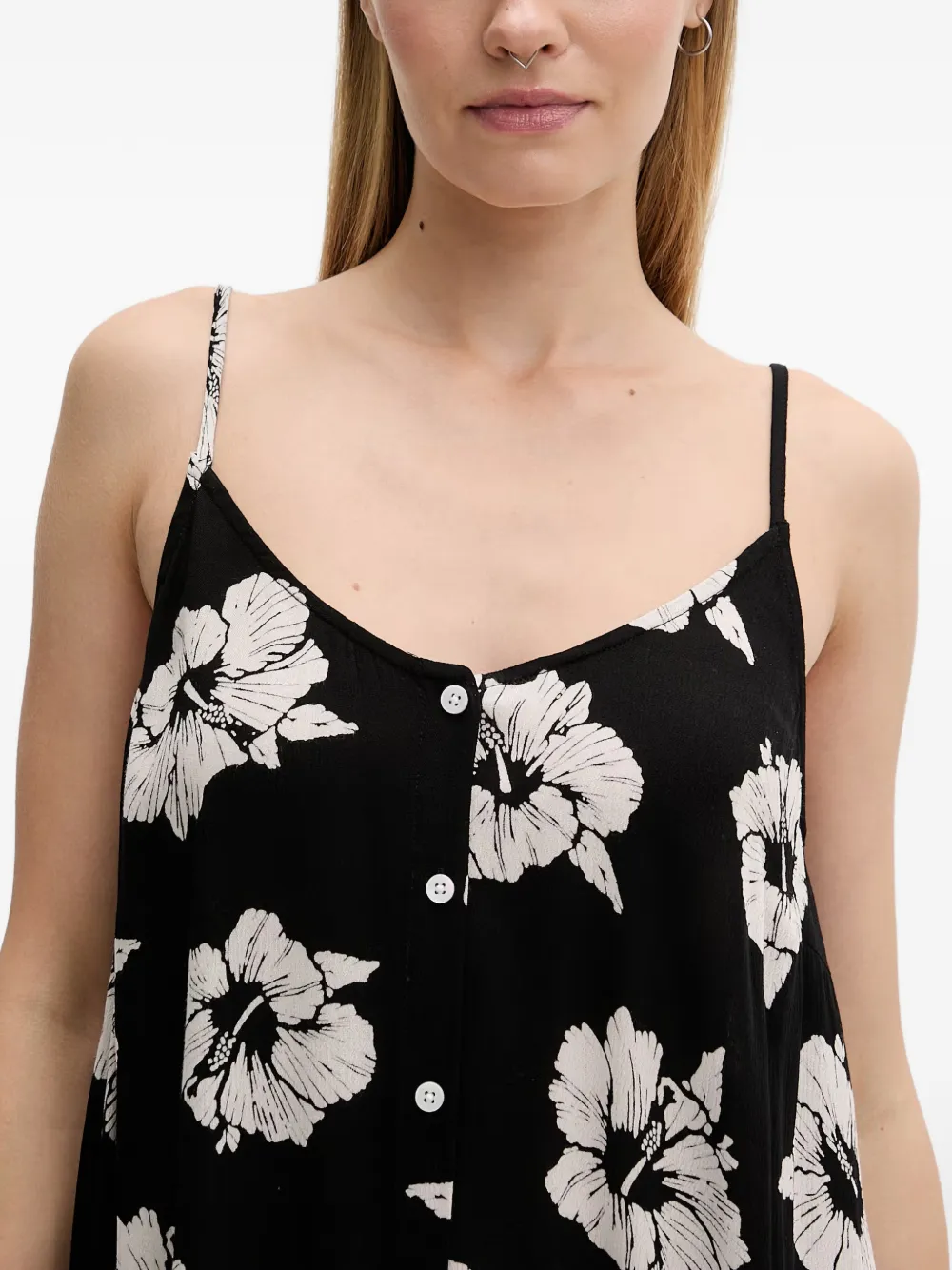 Rip Curl Party Pack mini-jurk met bloemenprint en knopen Zwart