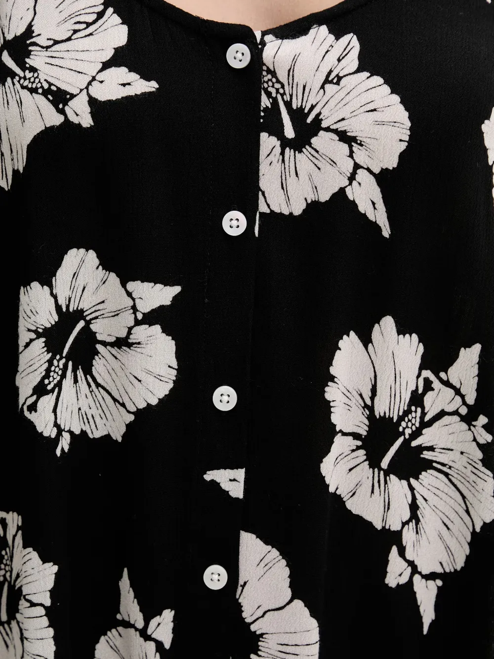 Rip Curl Party Pack mini-jurk met bloemenprint en knopen Zwart