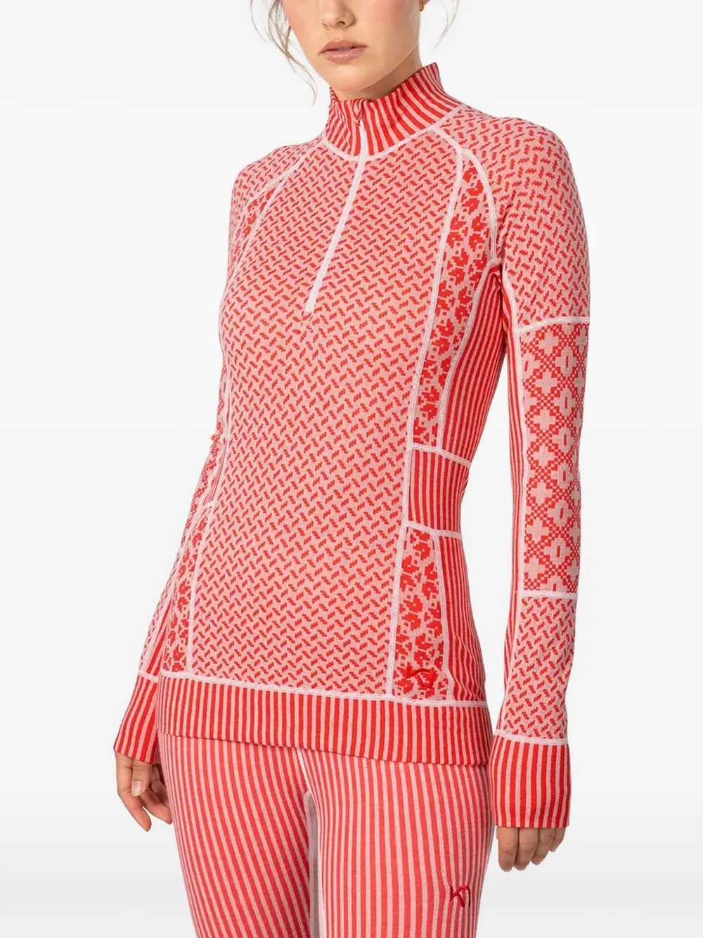 Kari Traa Smekker Rose Geometric-patterned Base Layer In Red