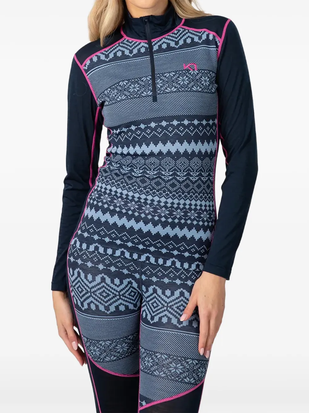Kari Traa Live Half Zip fair isle-patterned base layer