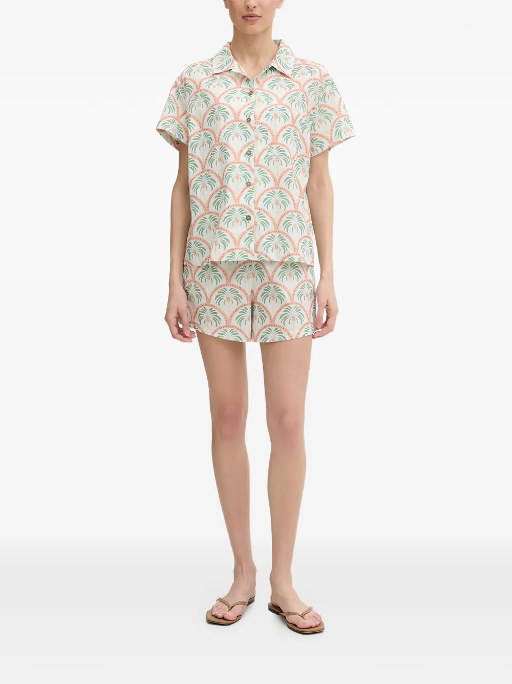 Hurley palm-tree-print drawstring beach shorts - Nude