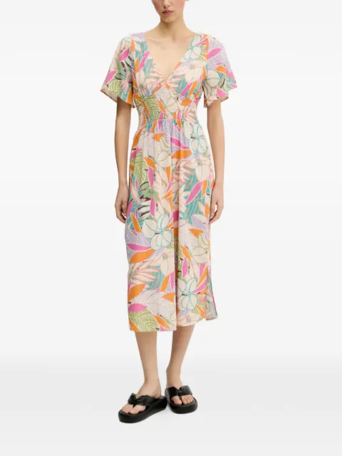 Rip Curl Cala Vadella floral-print smocked-waist midi dress