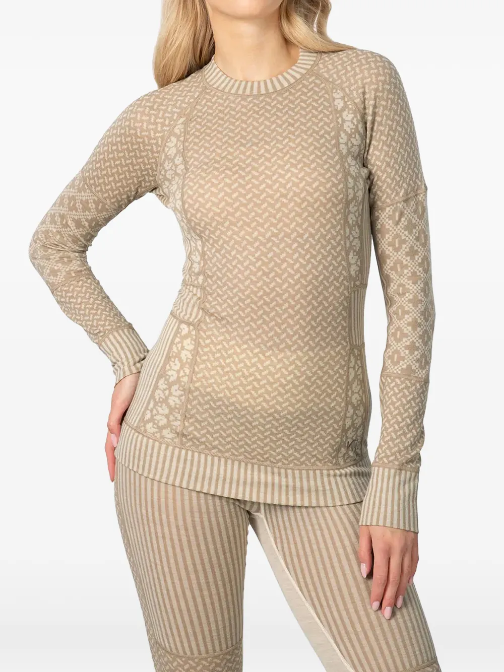 Kari Traa Gemustertes Smekker Langarmshirt - Braun