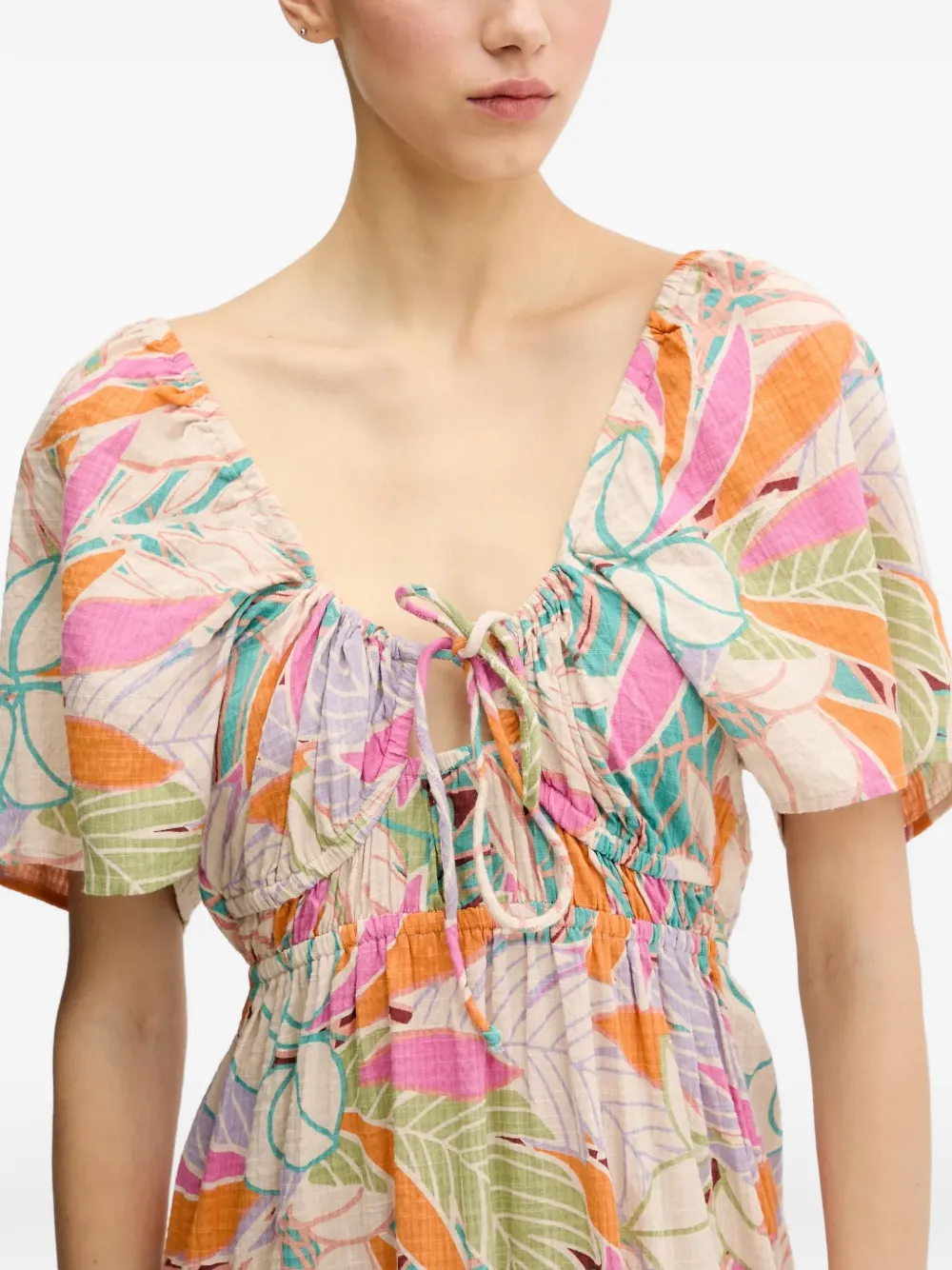 Rip Curl Cala Vadella mini-jurk met bloemenprint en ruches Beige