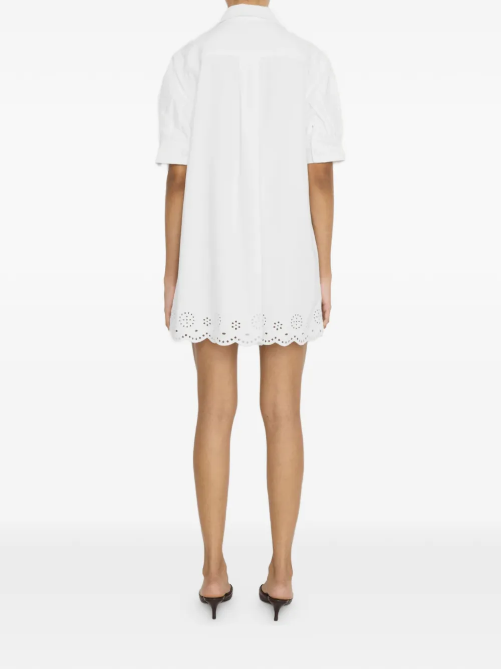 FRAME Eyelet Play mini-jurk met ballonmouwen Wit