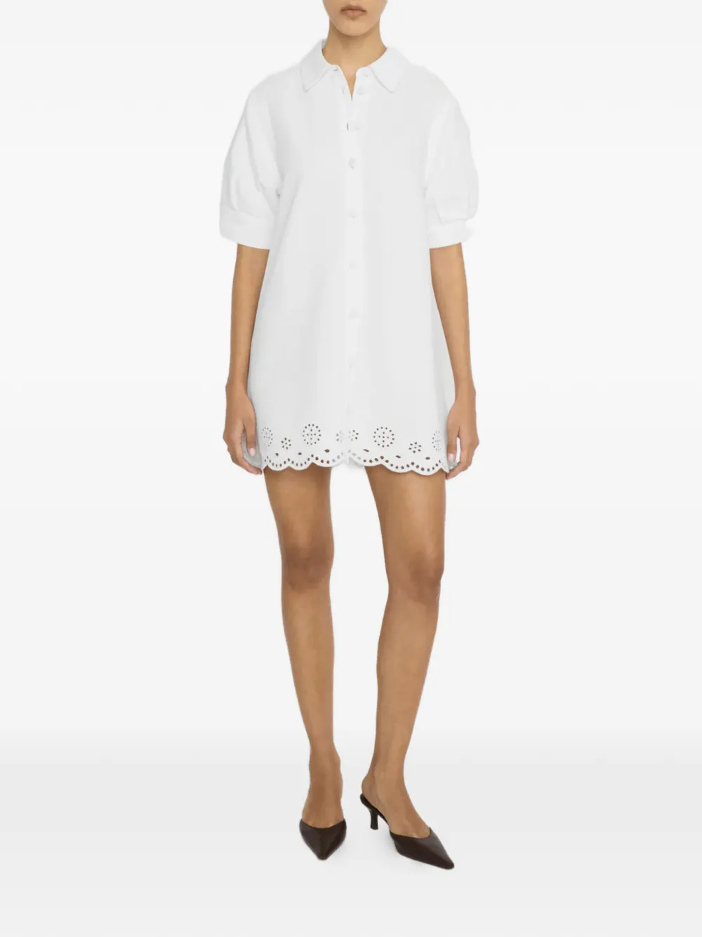 FRAME Eyelet Play mini-jurk met ballonmouwen Wit
