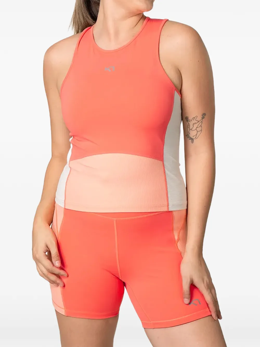 Kari Traa Linnea ribgebreide fietsshorts met vlakken Oranje
