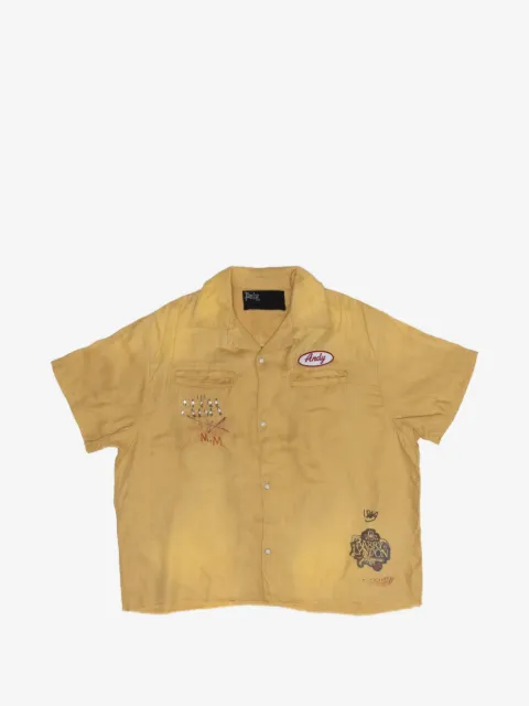 Paly patch-detail frayed-edge shirt