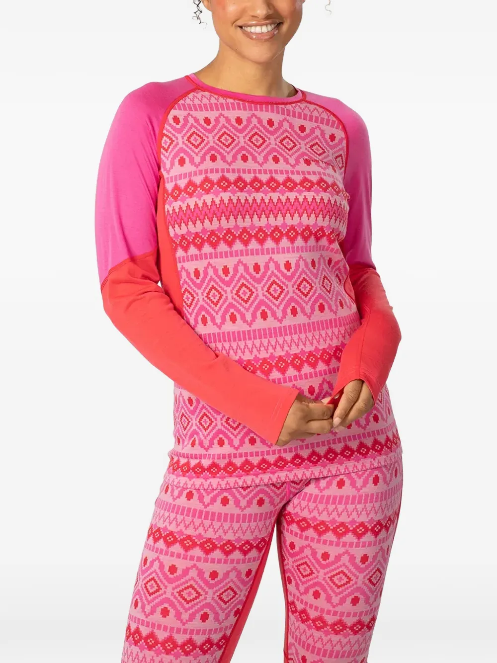 Kari Traa Malia Patterned Panelled T-shirt In Pink