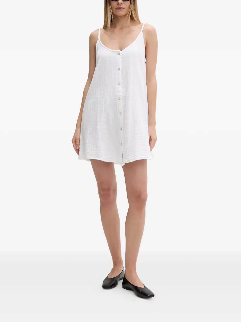 Rip Curl button-up gauze mini dress - Weiß