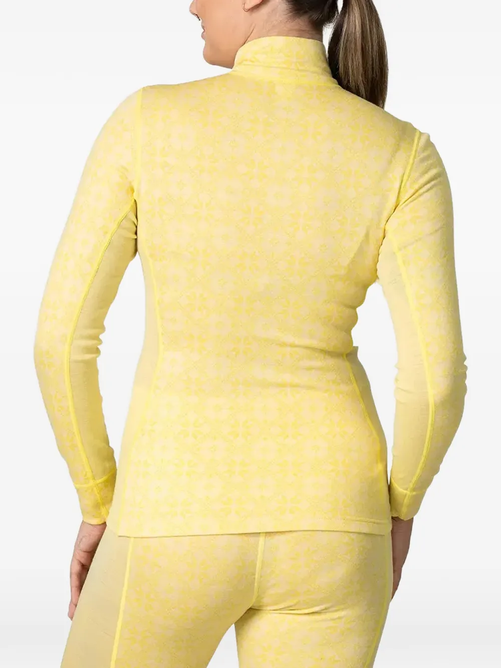 Kari Traa Rose top met halve rits en patroon Geel