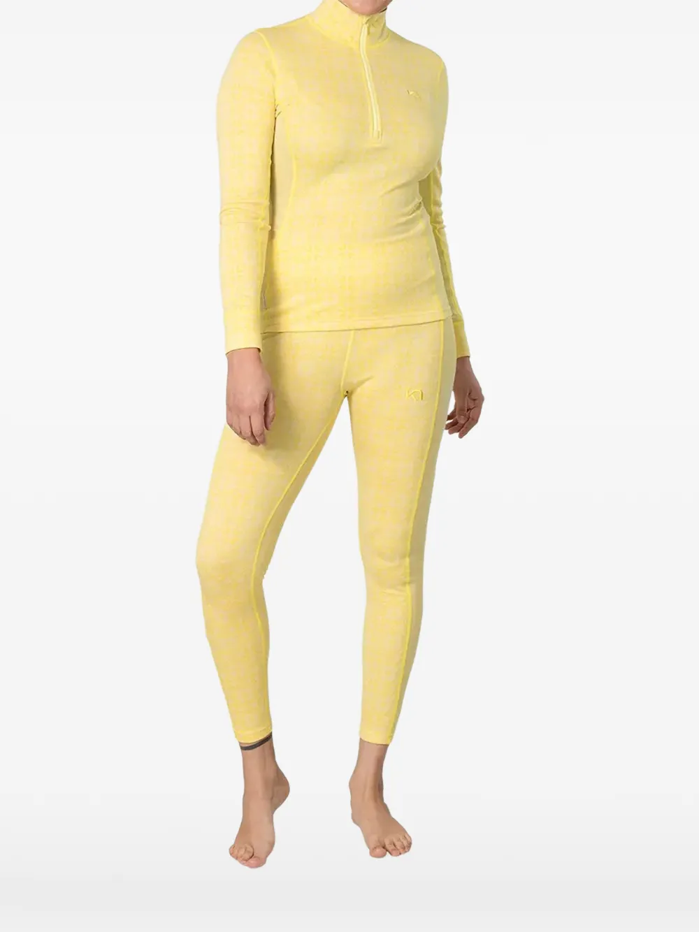 Kari Traa Rose top met halve rits en patroon Geel