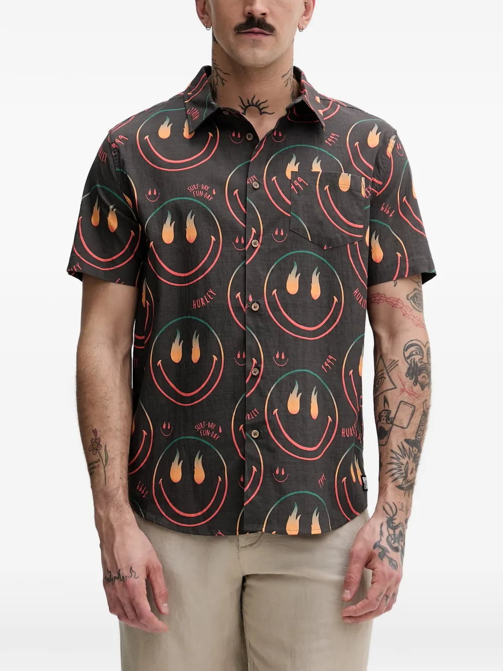 Hurley smiley-print short-sleeve shirt