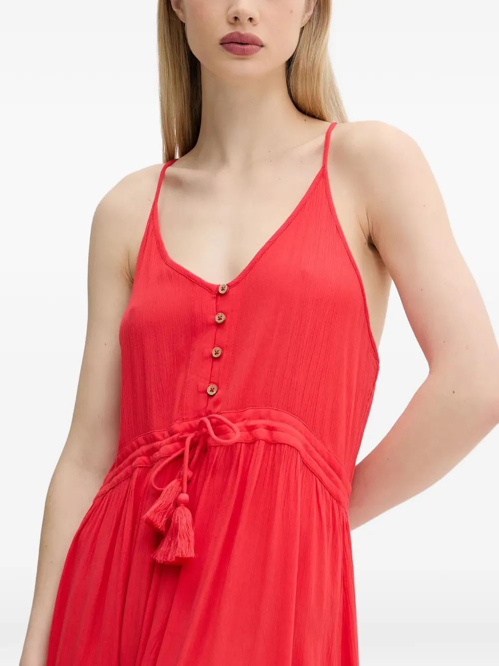 Rip Curl Maxi-jurk met kwastje en knopen Rood