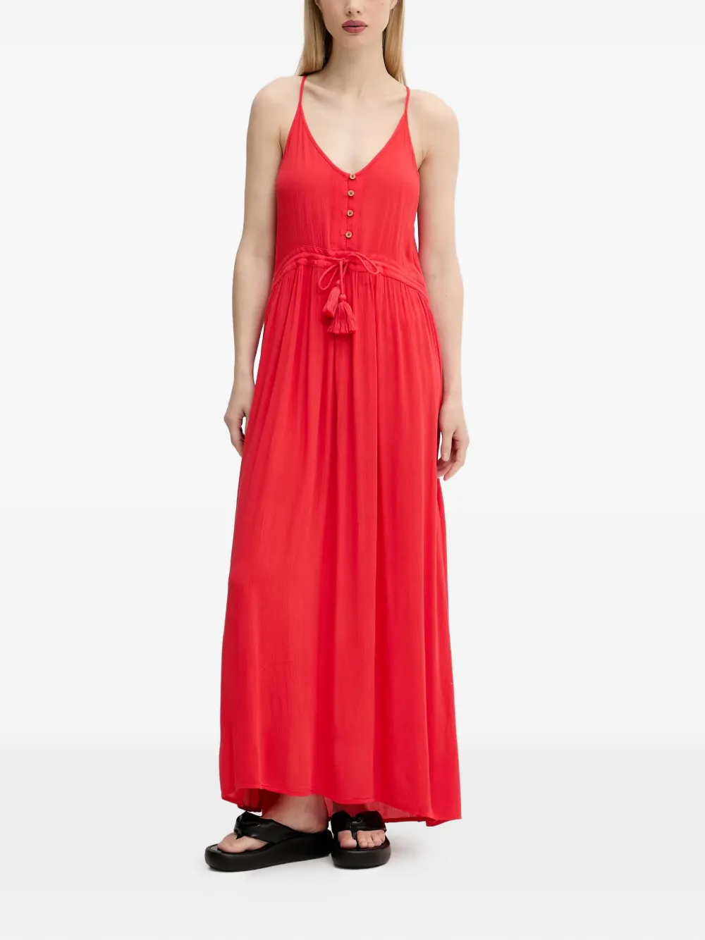 Rip Curl tassel-detail button-front maxi dress - Rosso