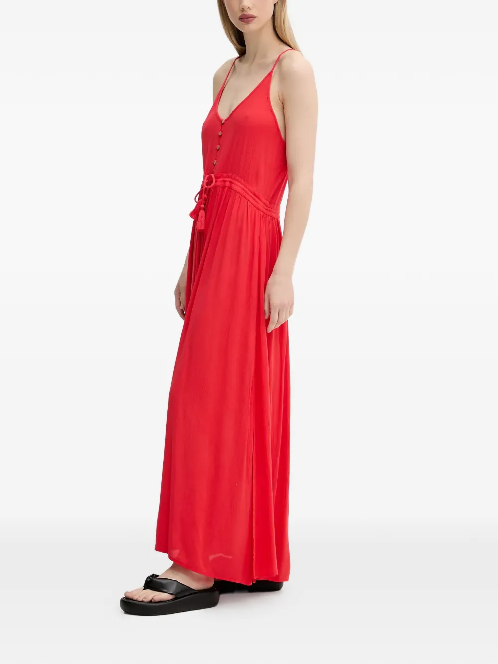  Rip Curl Vestido Largo Con Botones - Rojo 