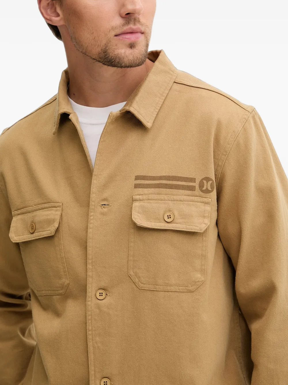 Hurley Shirtjack met logo-print en knopen Bruin