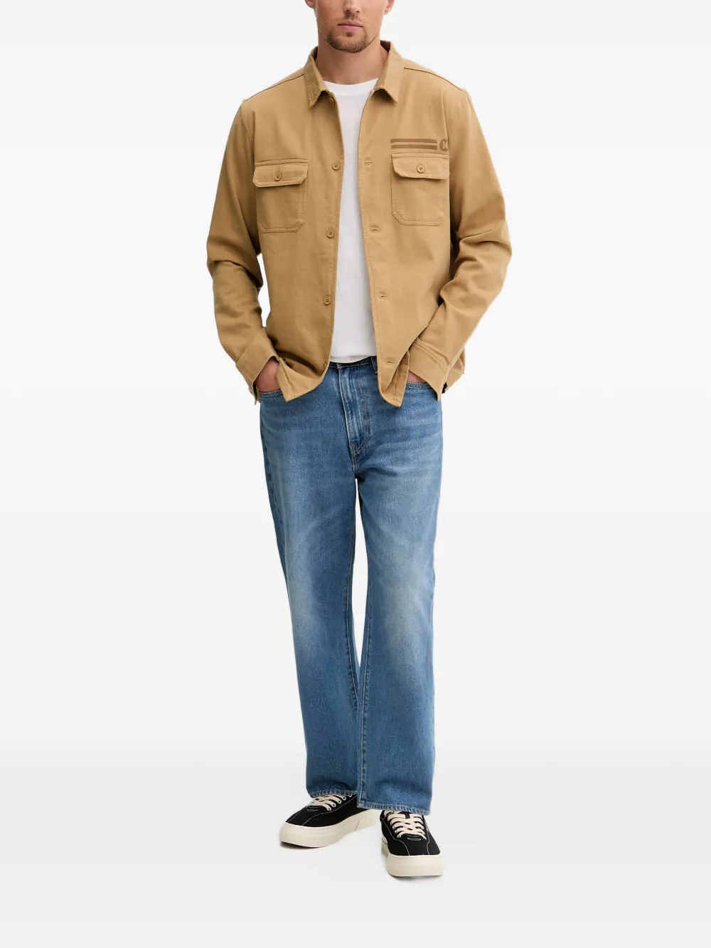 Hurley Shirtjack met logo-print en knopen Bruin