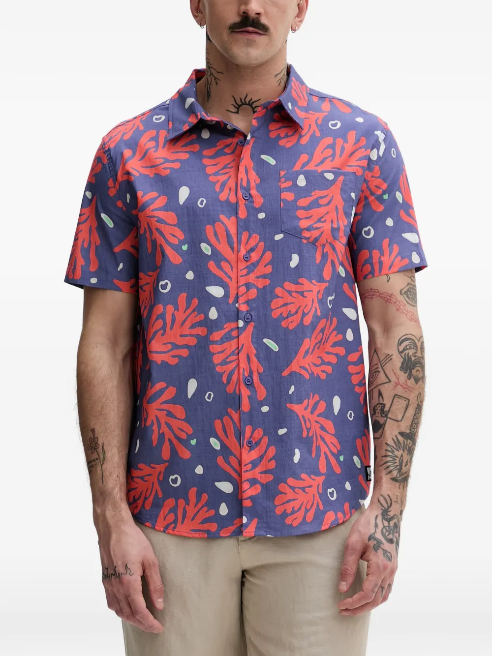 Hurley coral-print short-sleeve shirt