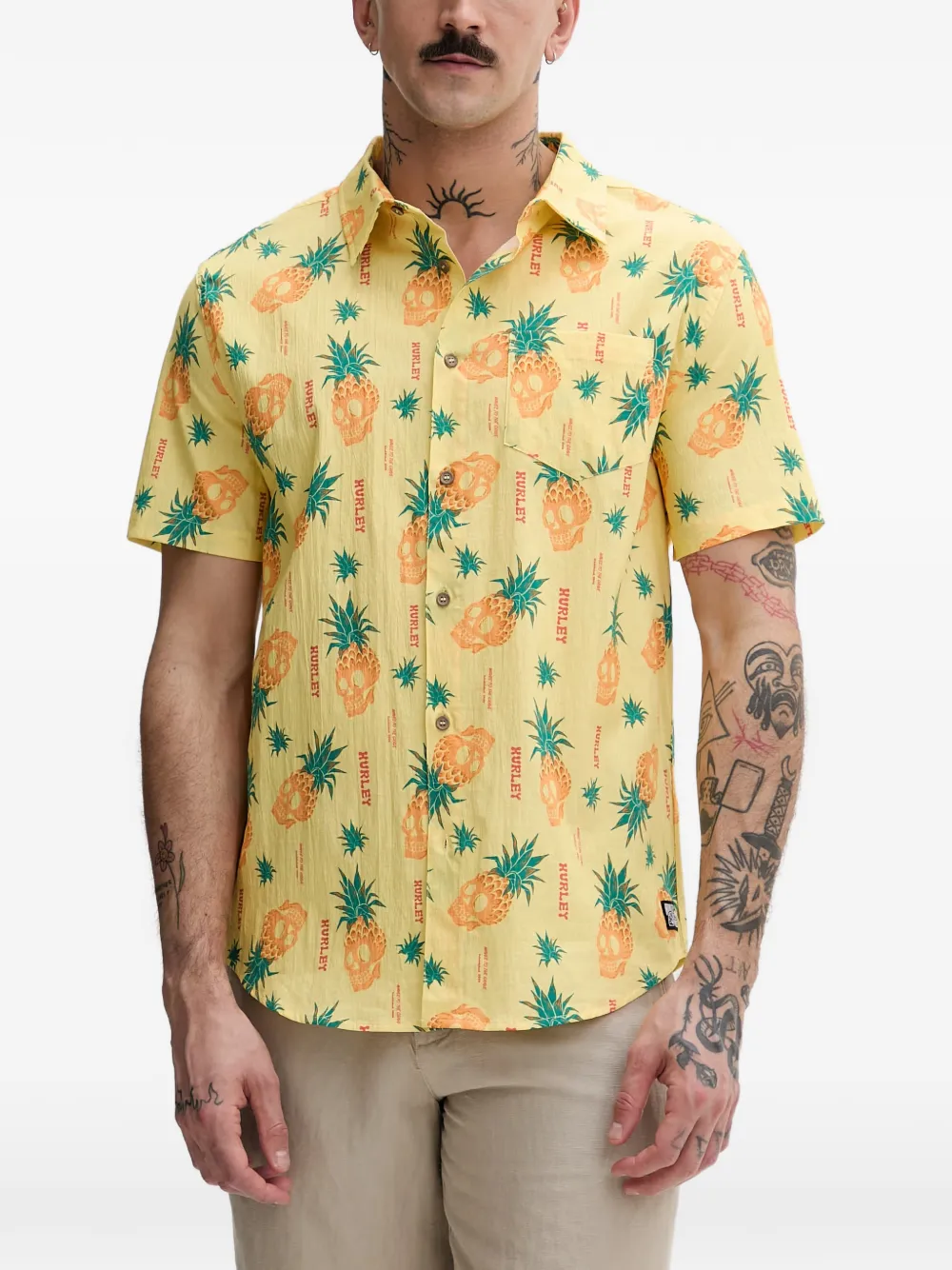 Hurley pineapple skull-print shirt