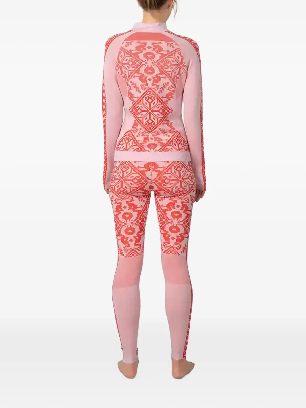 Kari Traa Saga geometric-pattern base layer top and trousers set - Rot