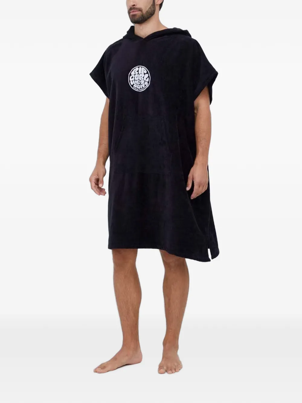 Rip Curl logo-embroidered hooded poncho Zwart