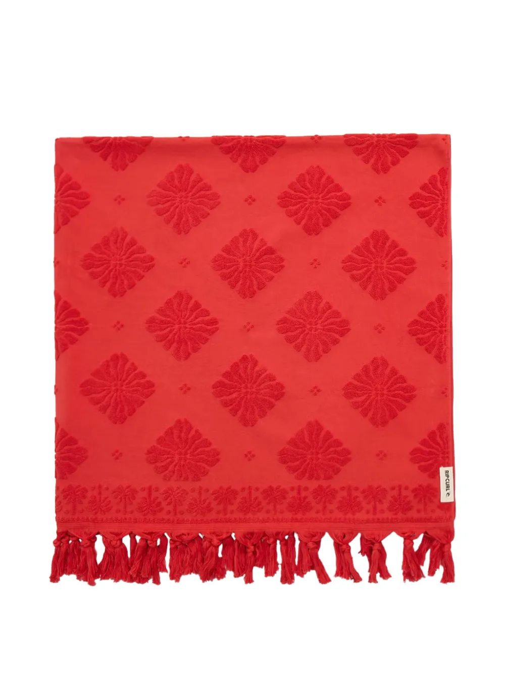 Rip Curl Jacquard-woven Tassel-trimmed Beach Towel In Red