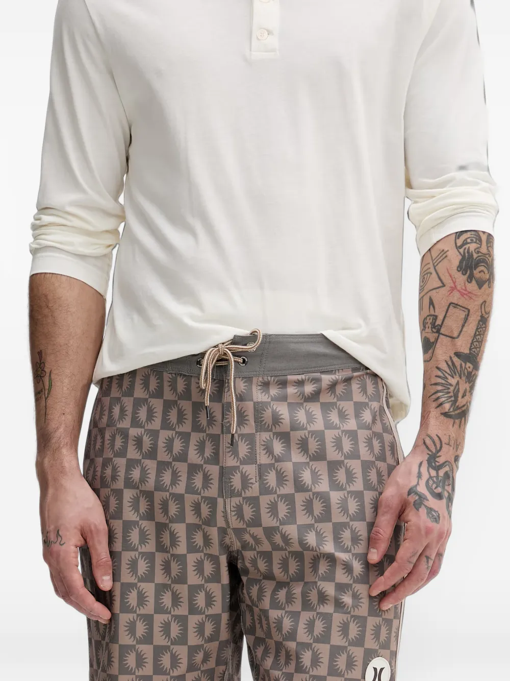 Hurley checkerboard sun-print swim shorts