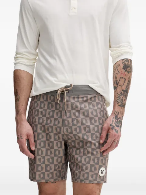 Hurley checkerboard sun-print swim shorts