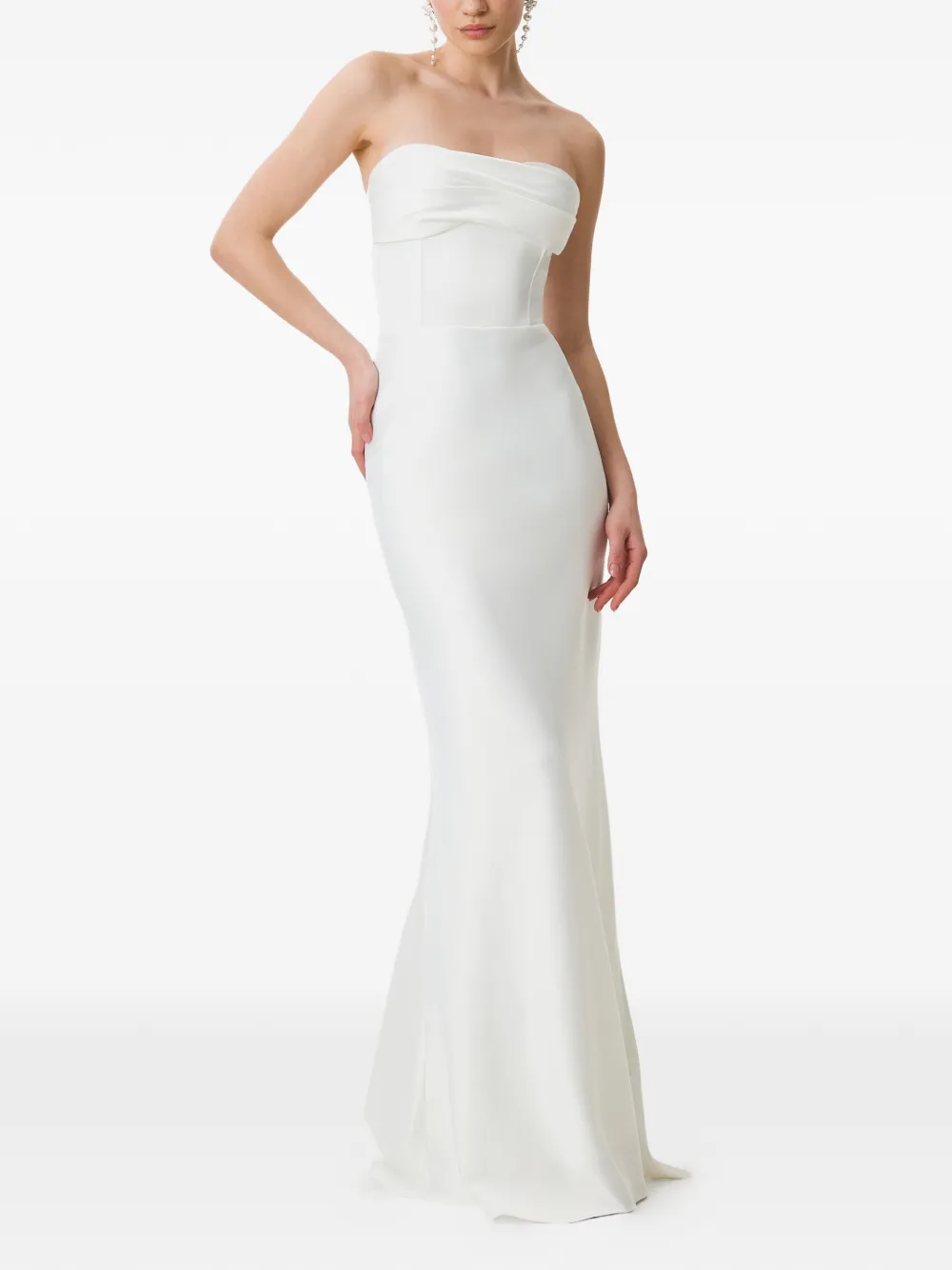FRAMBOISE Lyris strapless maxi-dress met gedrapeerd detail Wit
