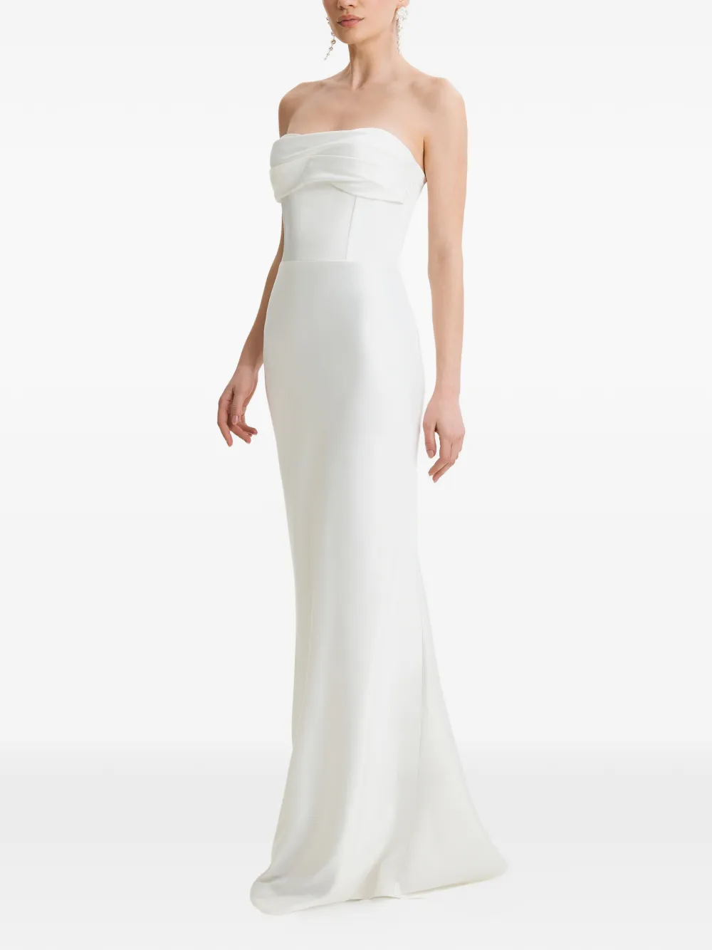 FRAMBOISE Lyris strapless maxi-dress met gedrapeerd detail Wit