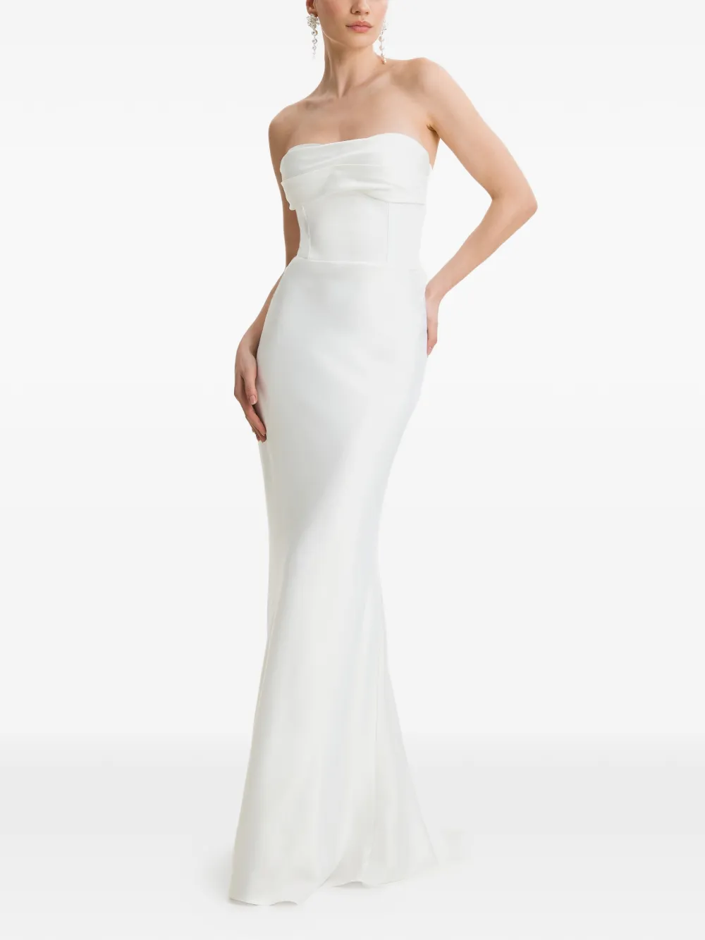FRAMBOISE Lyris strapless maxi-dress met gedrapeerd detail Wit