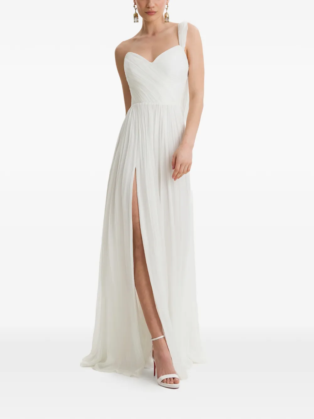 FRAMBOISE Vondra one-shoulder pleated maxi dress - Bianco